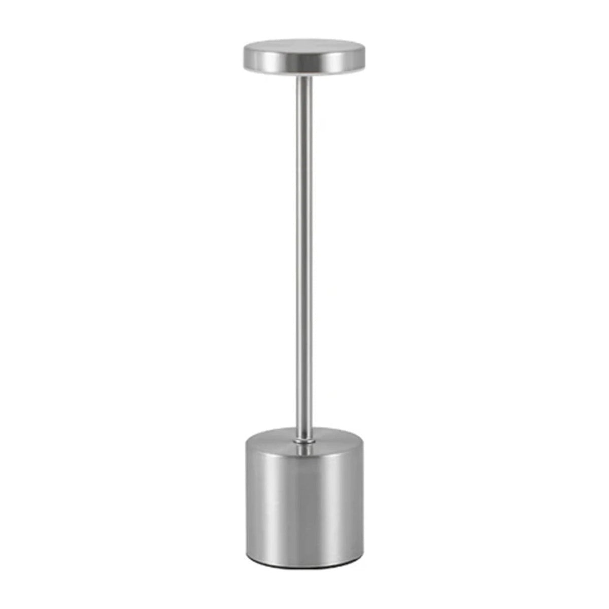 Slim Column Cordless Table Lamp – Rechargeable Metal LED, 34 cm – Silver