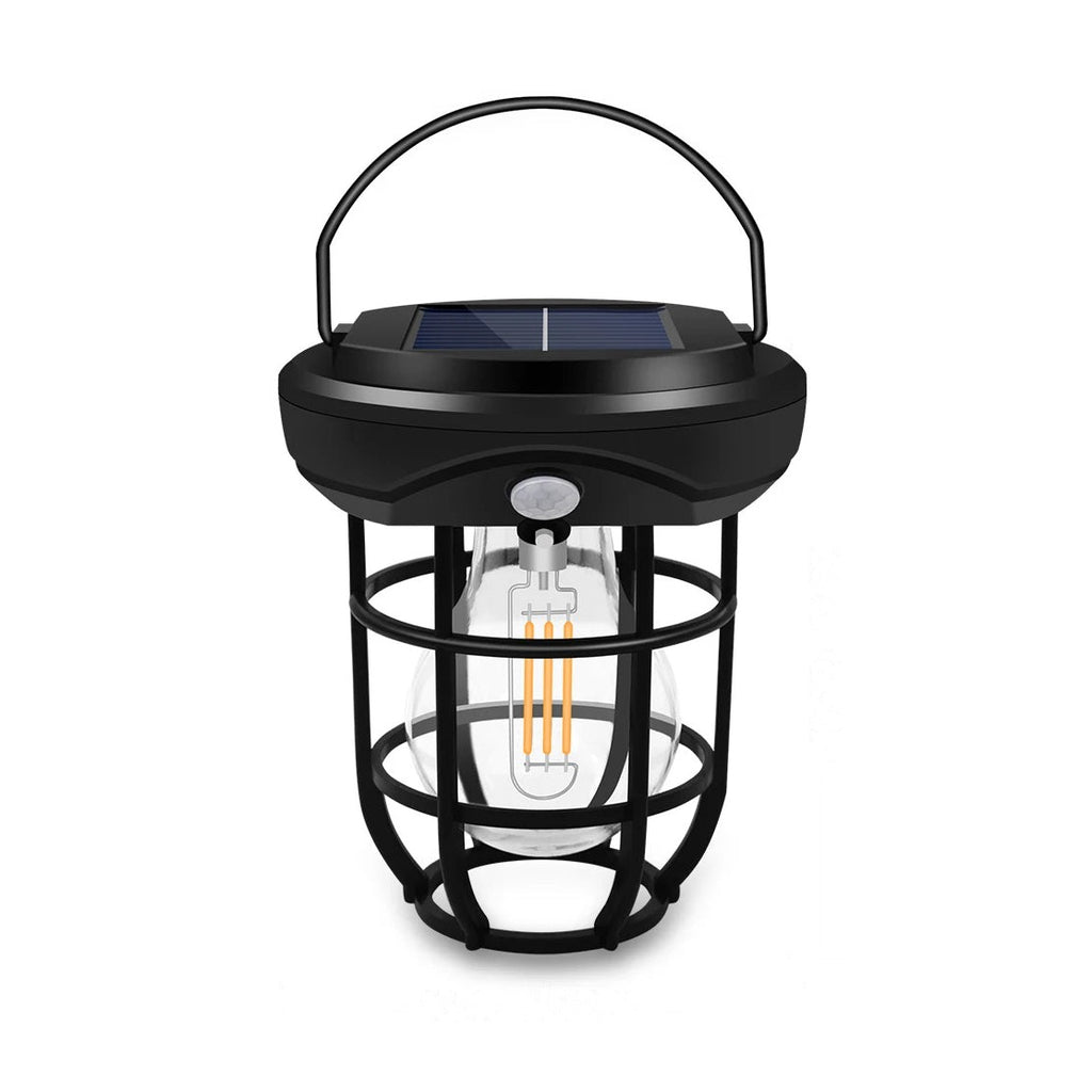 Solar Cage Bulb Lantern with Motion Sensor – Hanging or Wall Mounted – Large (1800 mAh)