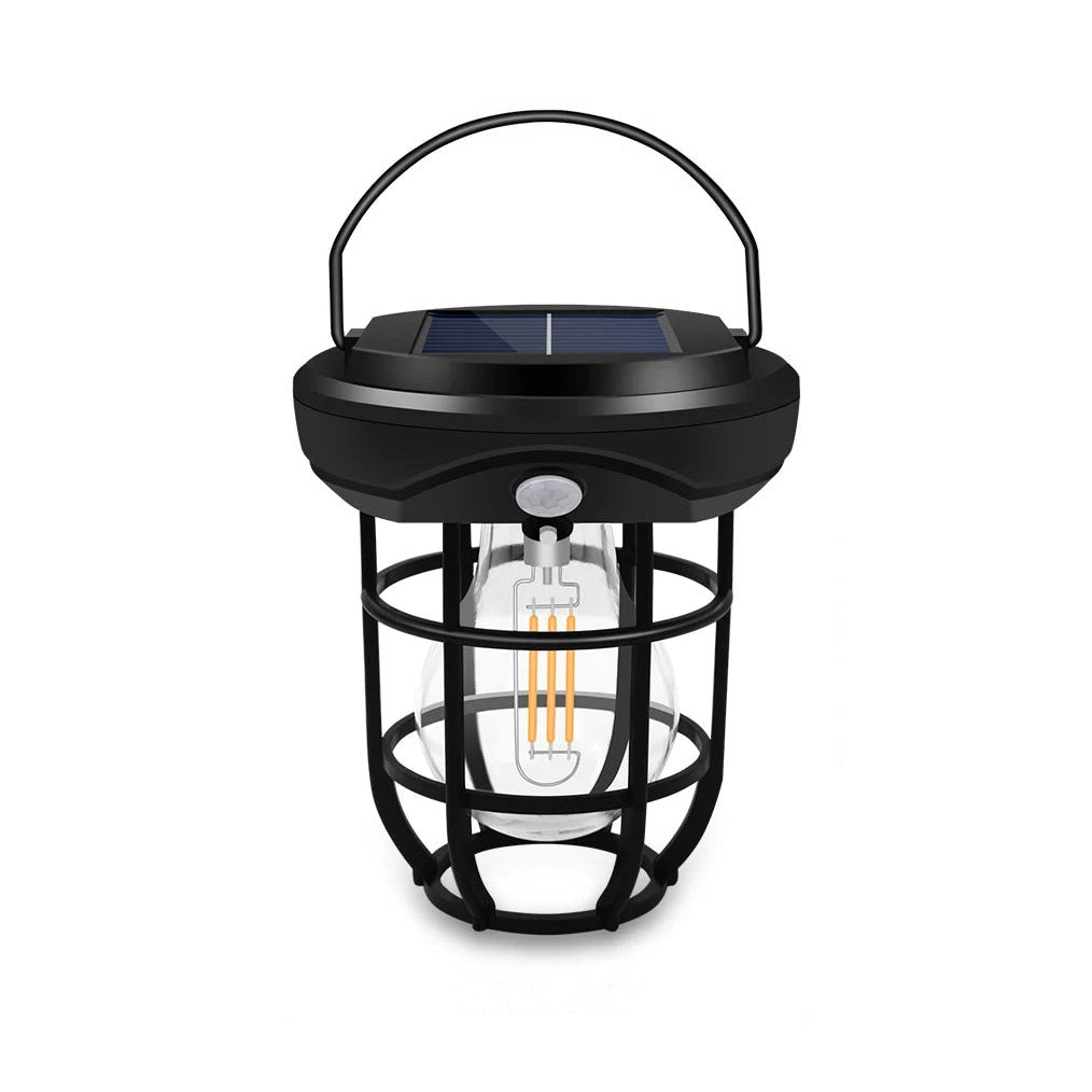 Solar Cage Bulb Lantern with Motion Sensor – Hanging or Wall Mounted – Small (1200 mAh)
