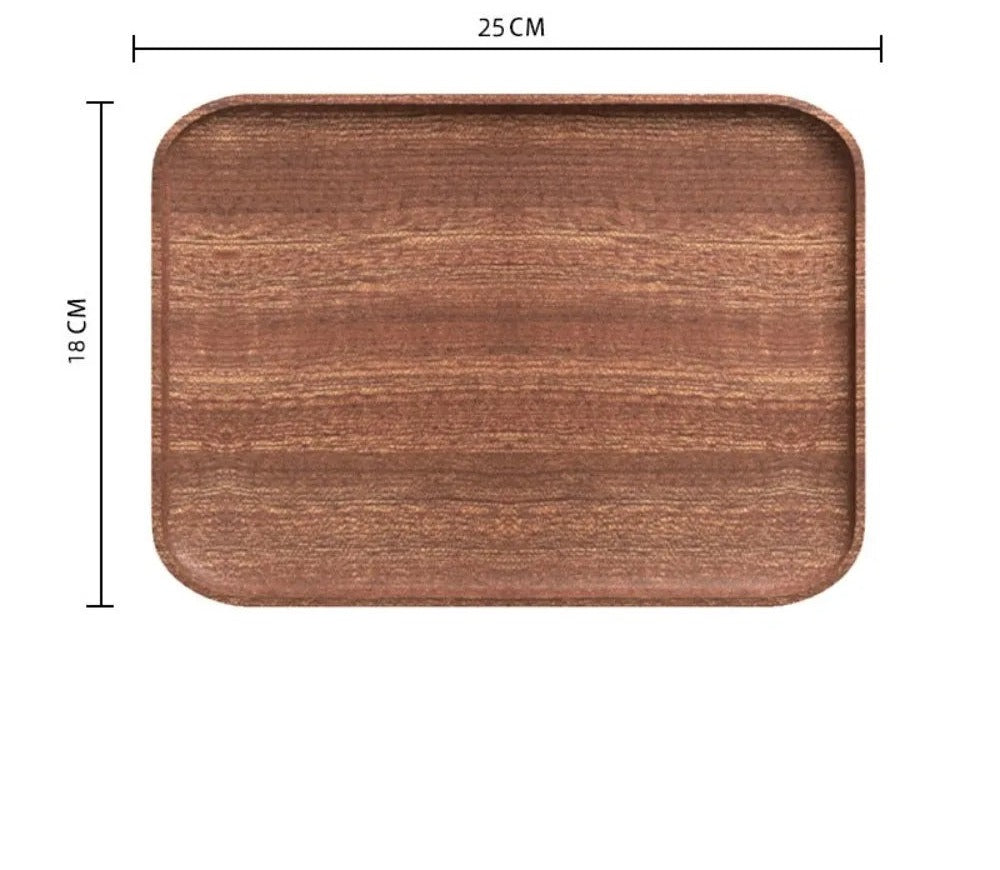 Walnut-Tone Wooden Serving Tray