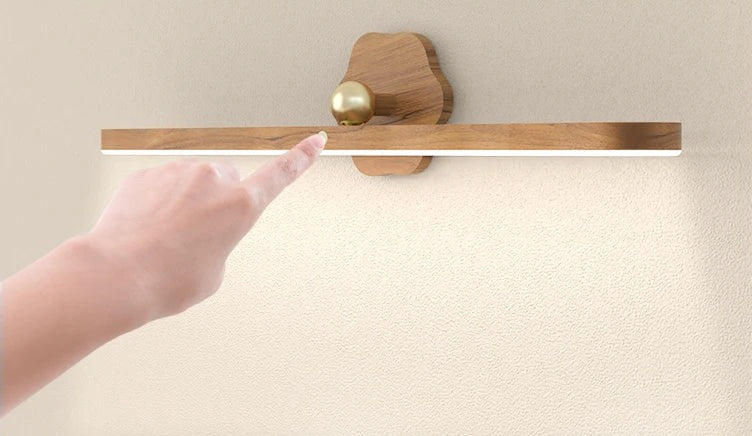 Wood-Look Magnetic Light Bar – Rechargeable, Touch Dimmable – Warm white