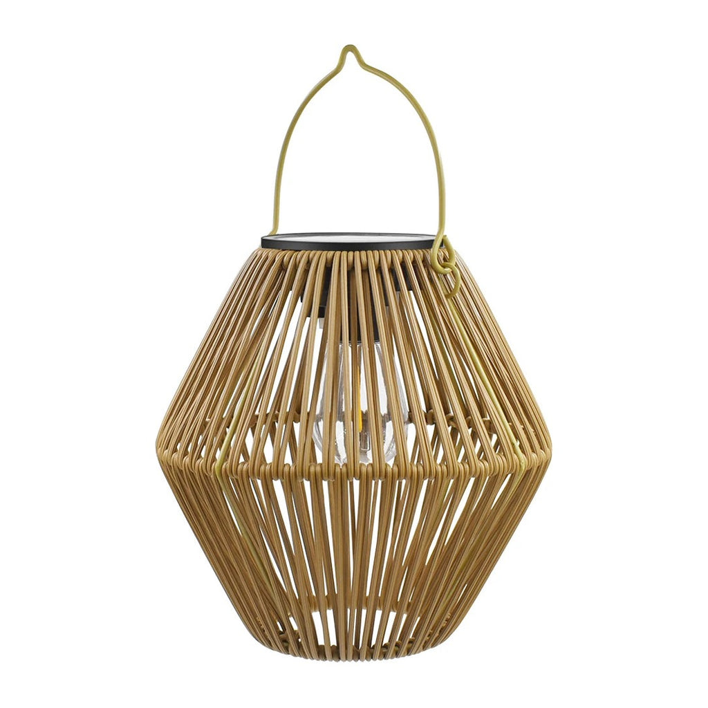 Woven Solar Lantern – Hanging or Tabletop, Warm LED